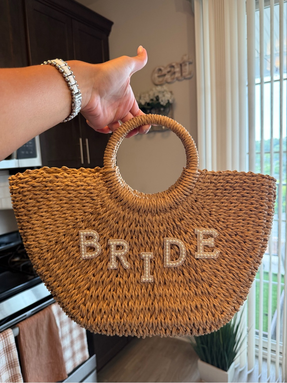 Bride Straw Tote Bag in Natural Tan